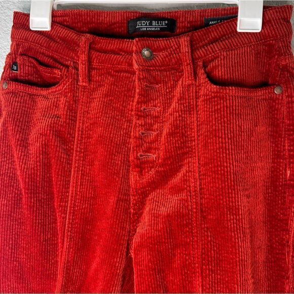 Judy Blue Rust Corduroy High Waist Ankle Straight Carpenter Jean Pants Sz 7/28 - Picture 4 of 12